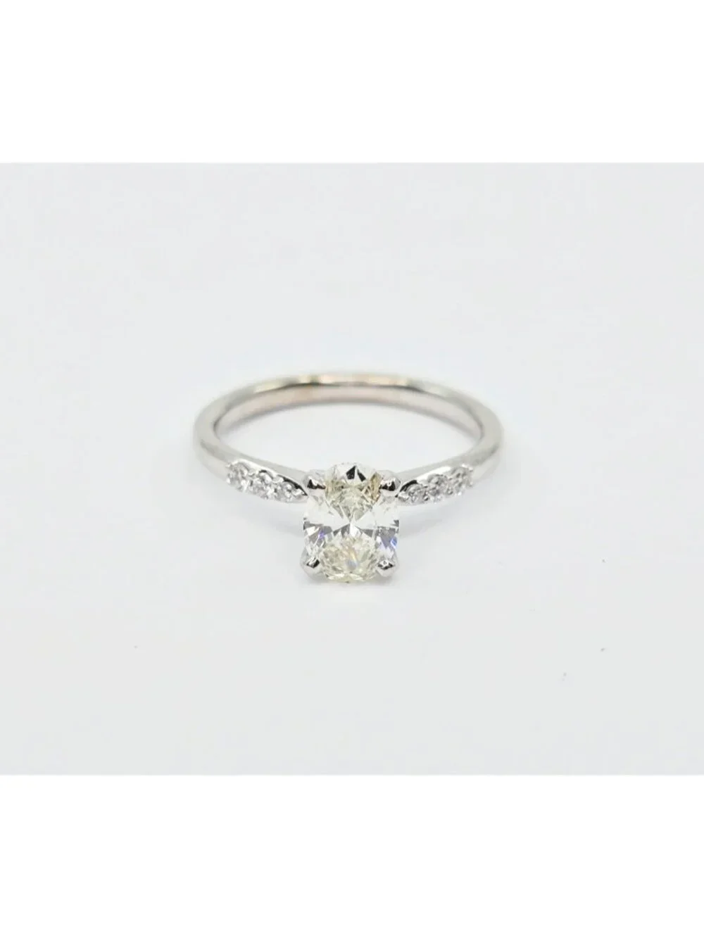 Unique 0.75ct Natural Oval Cut Solitaire Diamond Engagement 14K White Gold Ring